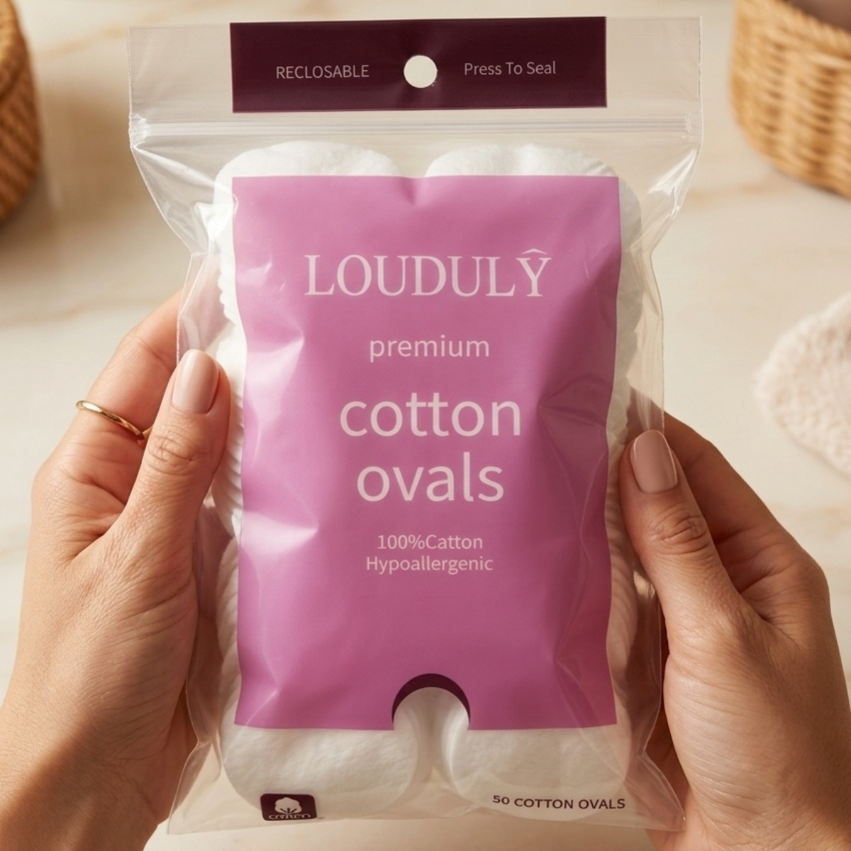 LOUDULY Premium Cotton Ovals 50 Pieces