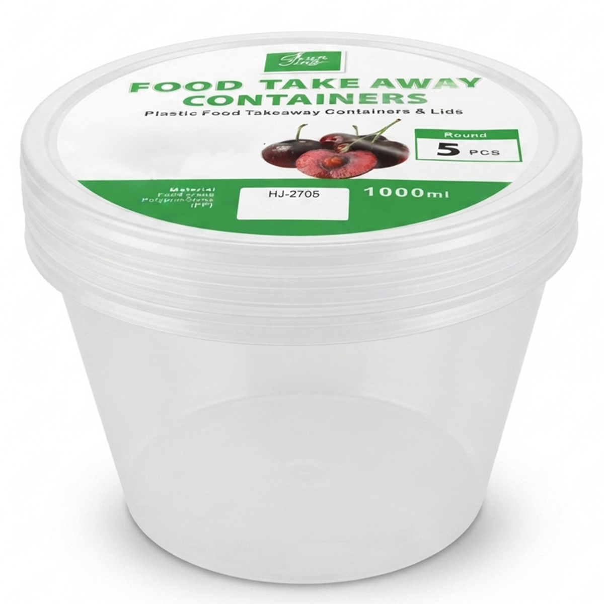 Chun Jing Food Take Away Containers Round 1L x 5 Pieces