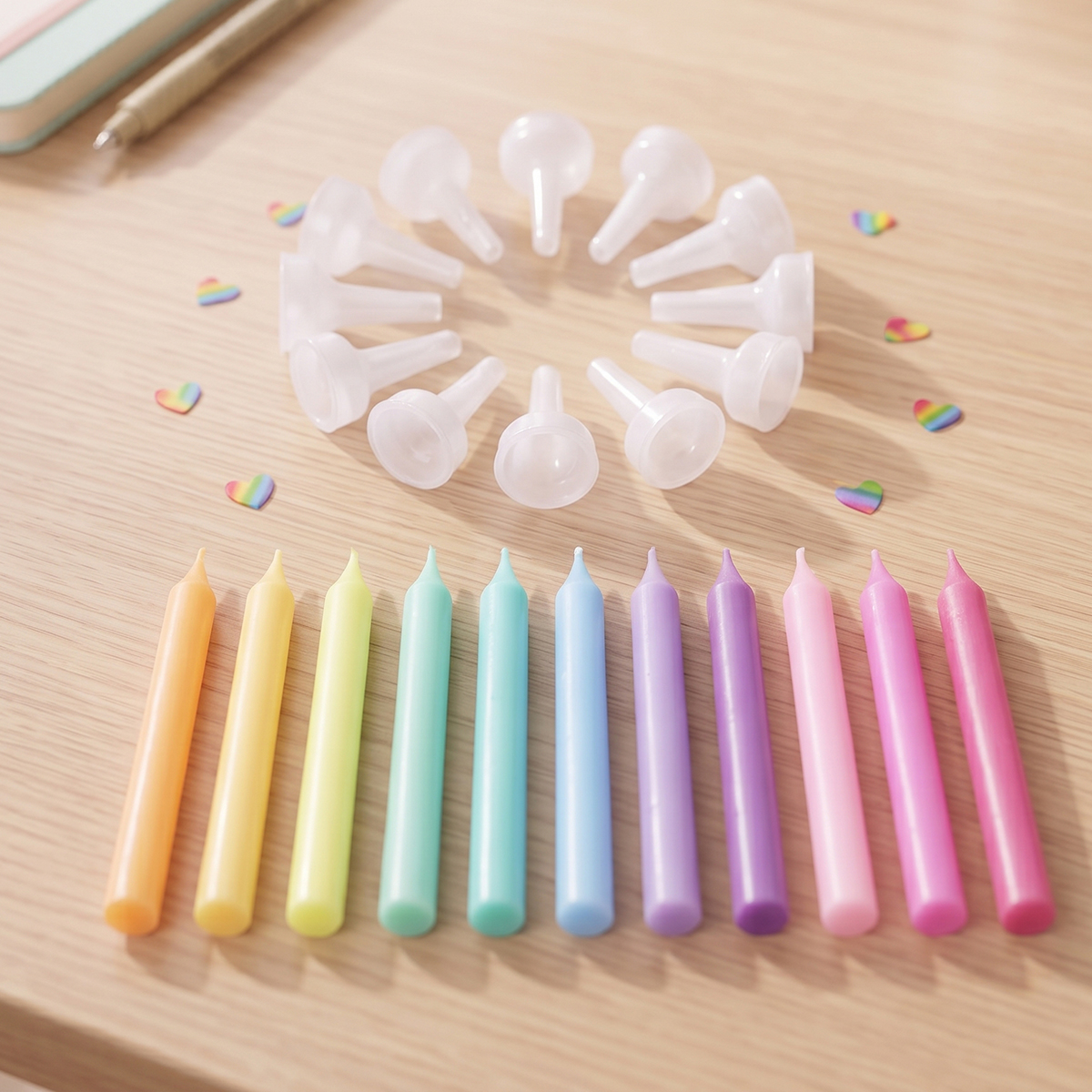 Italo Mix Color Party Candles With Stand 1 x 6 Pieces Pack