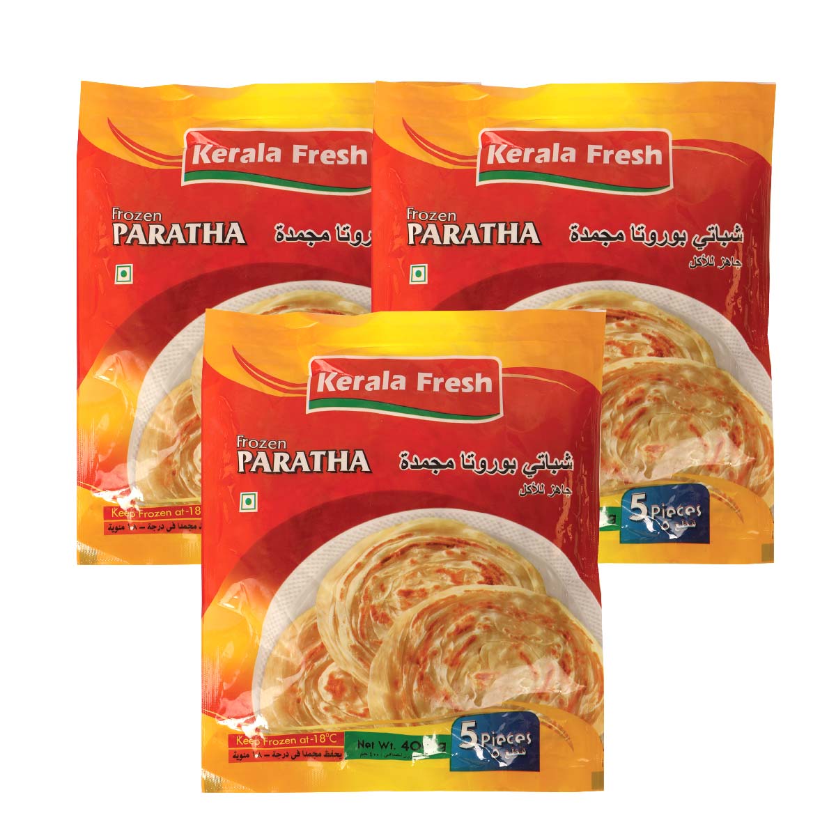 Kerala Fresh Frozen Plain Paratha 3x400g