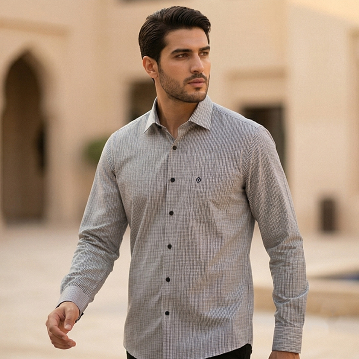 Mens Formal Shirt Printed Long Sleeve