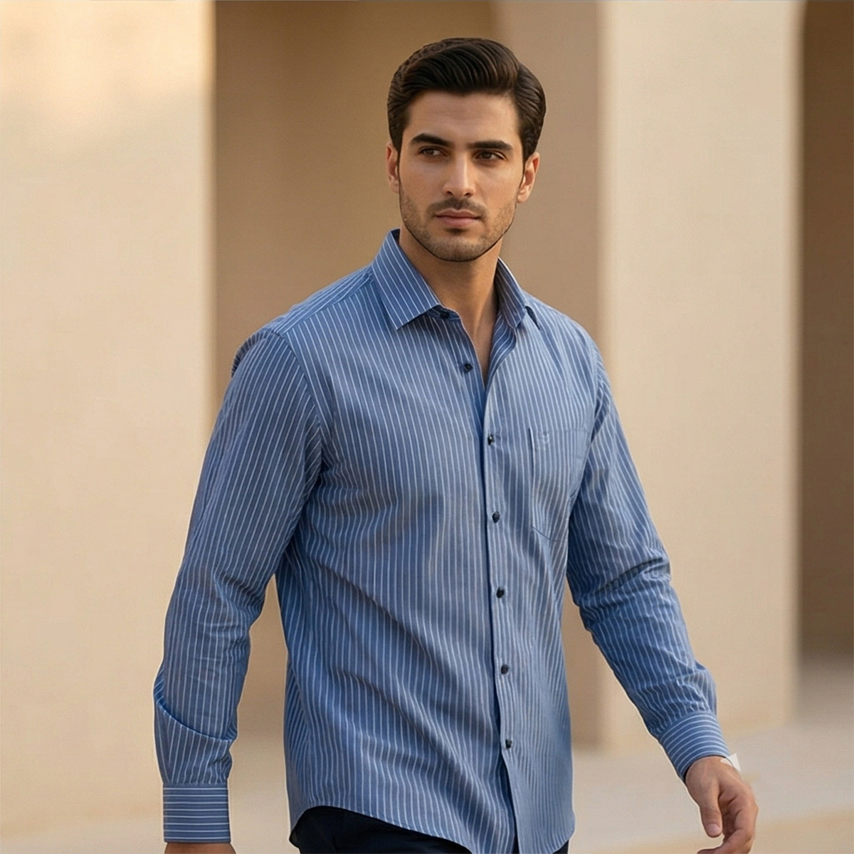 Mens Formal Shirt Printed Long Sleeve
