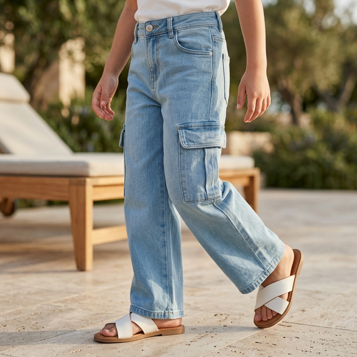 Girls Jeans Pant Regular Fit Sky Blue