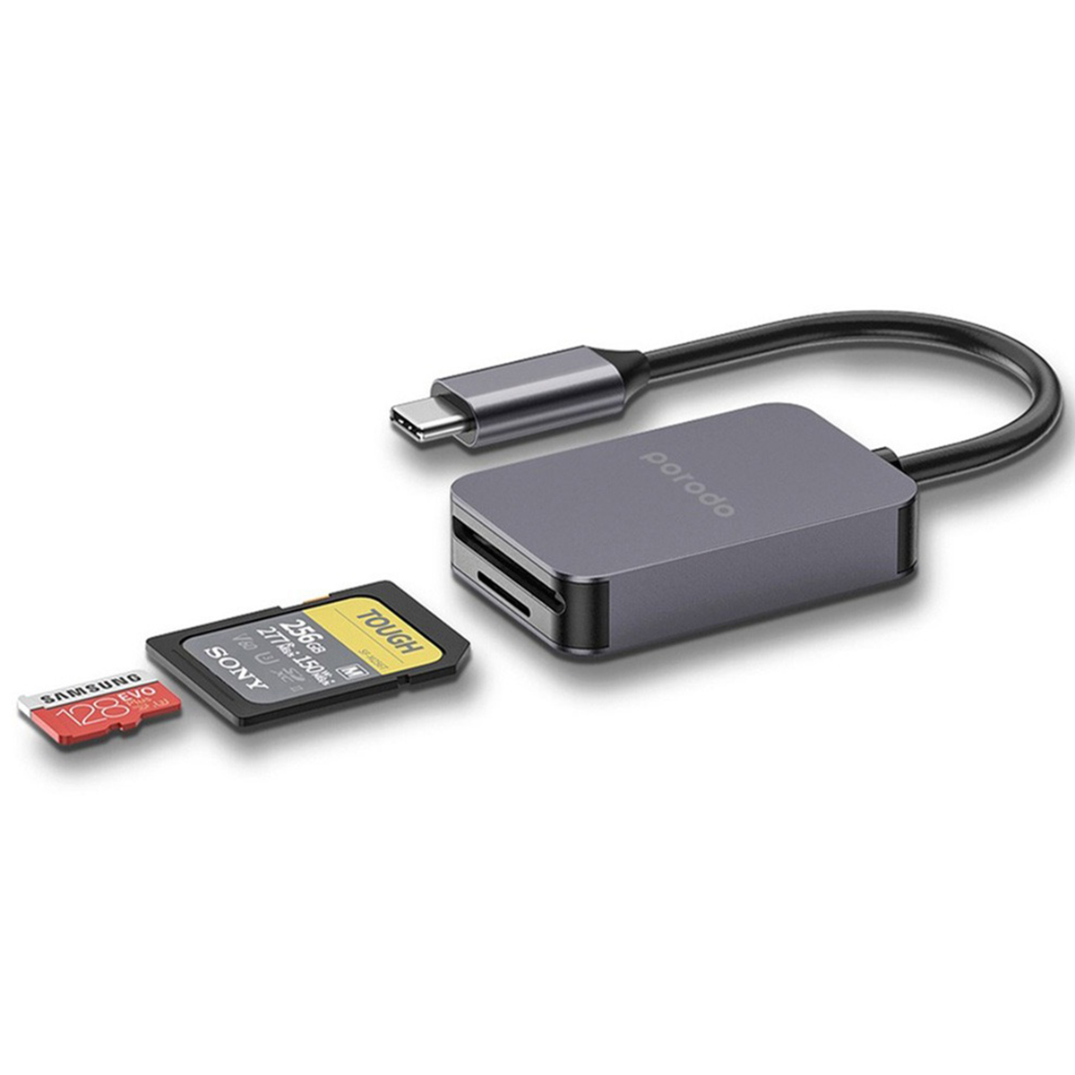 Porodo 2 In 1 USB C Card Reader