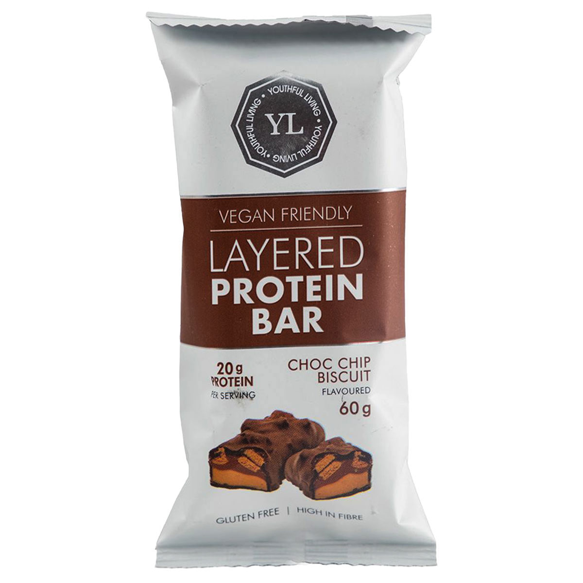 Youthful Layered Protein Bar Choco Chip Biscuit 60g