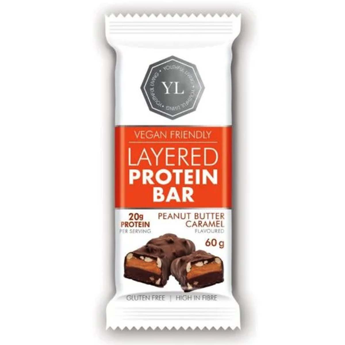 Youthful Layered Protein Bar Peanut Butter Caramel 60g