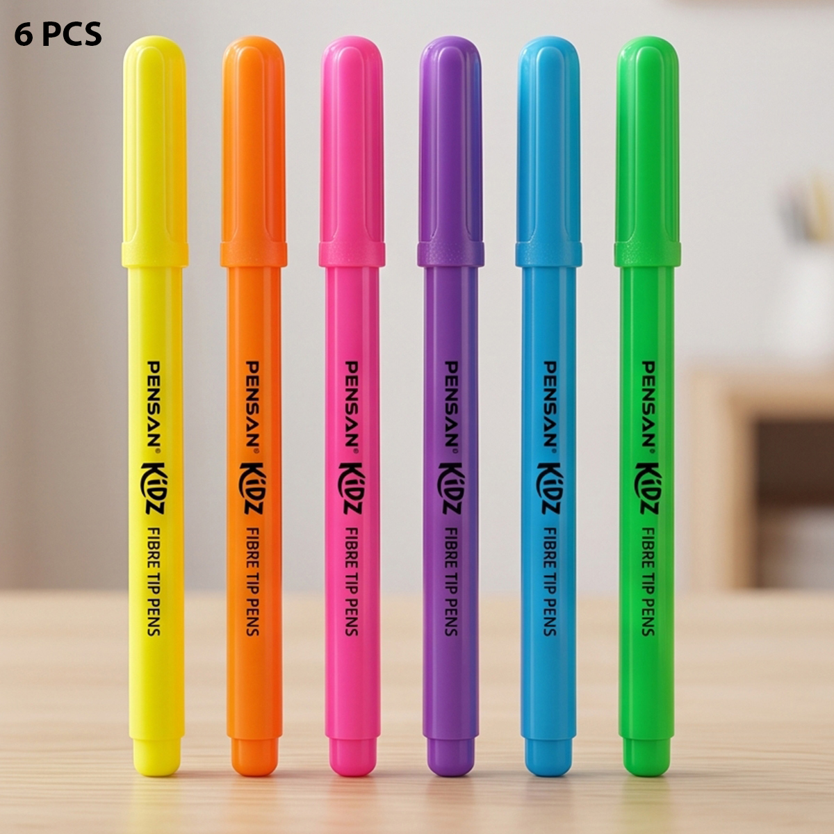 Pensan Kidz Neon Fibre Tip Pens 6 Pieces