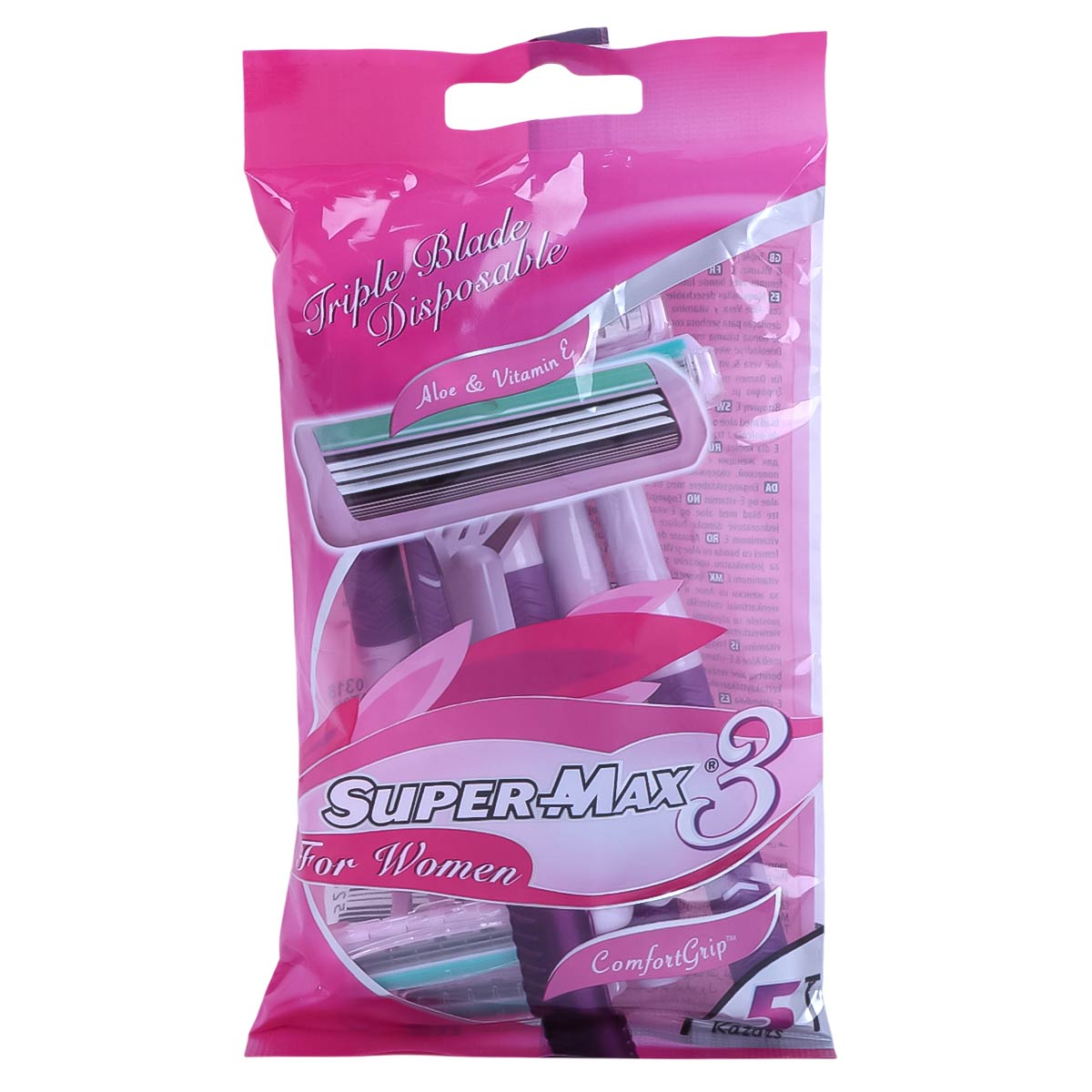 Super Max Triple Blade Disposable Razors 5 Pieces