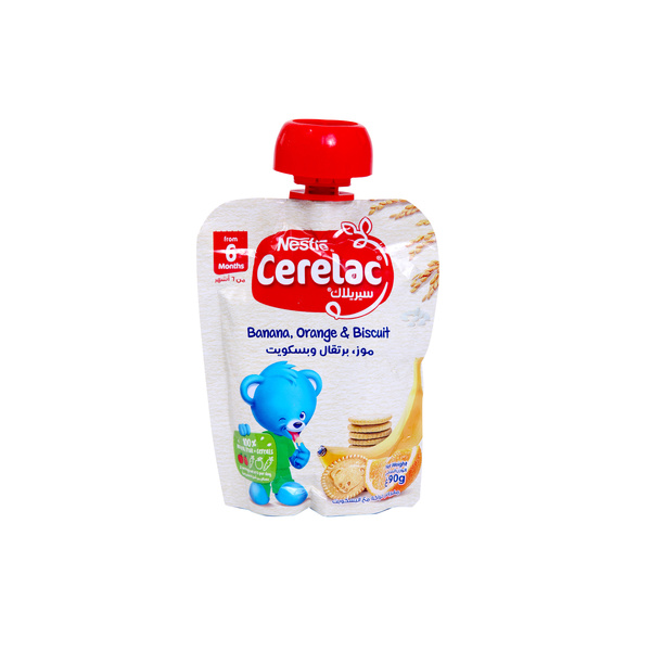 Nestle Cerelac Banana, Orange & Biscuit Puree 90g | Baby Food