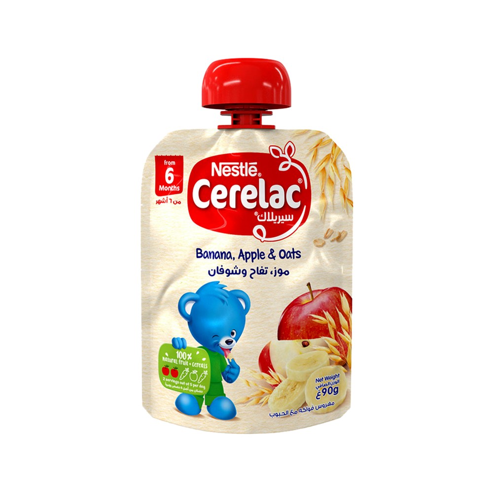 Nestle Cerelac Banana, Apple & Oats Puree 90g