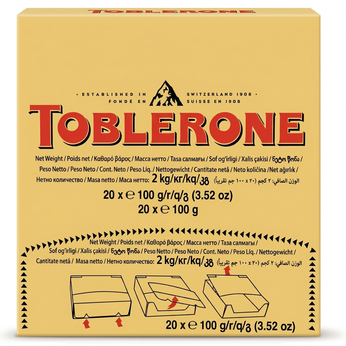 Toblerone Milk Chocolate Bulk Multipack Box 20x100g