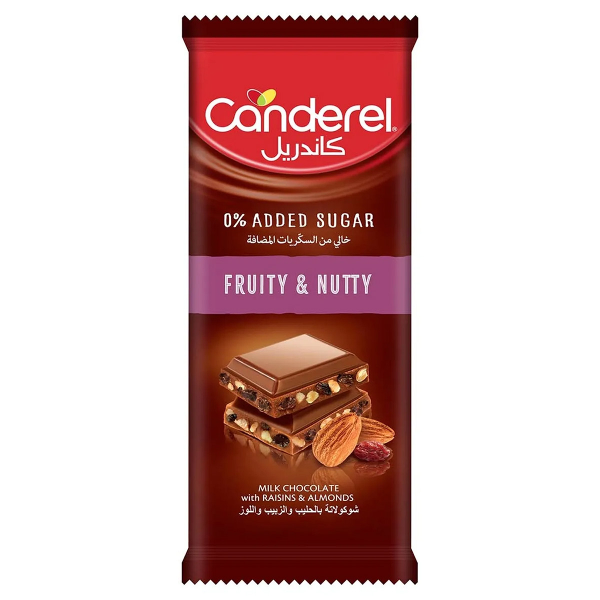 Canderel Fruity & Nutty Milk Chocolate with Raisins & Almonds 100g
