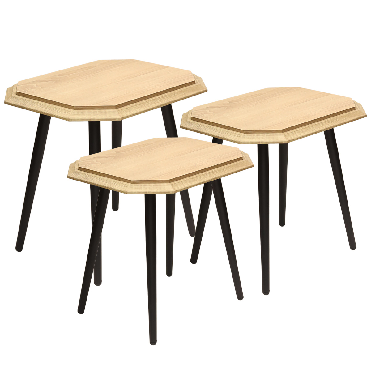 Nest Table 3 Pcs Modern Oak