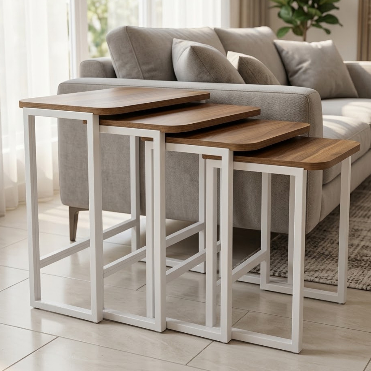 Minimalist Square Nesting Tables Set 4 Pieces