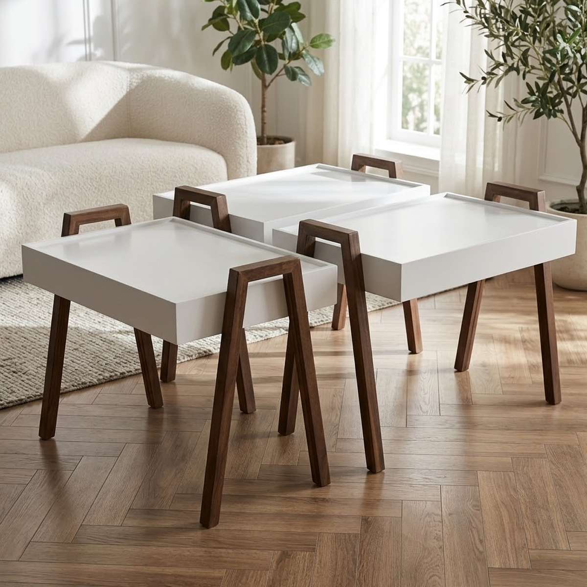 Modern Tray-Style Nest of Tables Set 3 Pieces