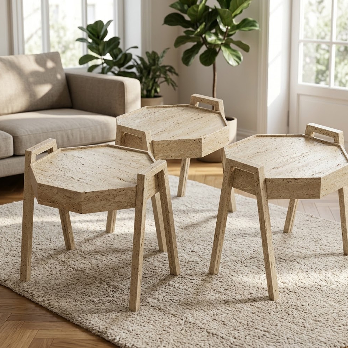 Stacking Accent Nesting Tables with Handles 3 Pieces