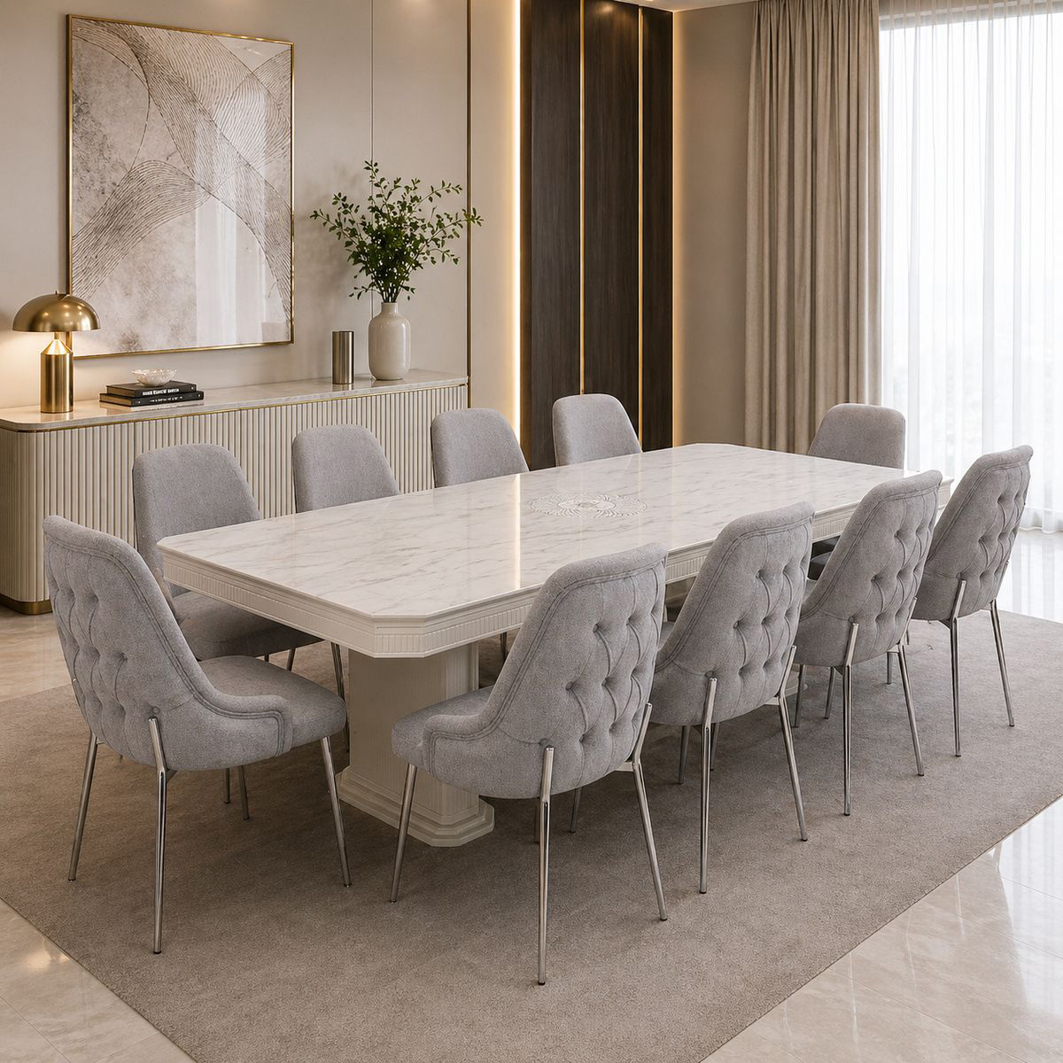 Dining Table Set (1 Table With 10 Chairs)