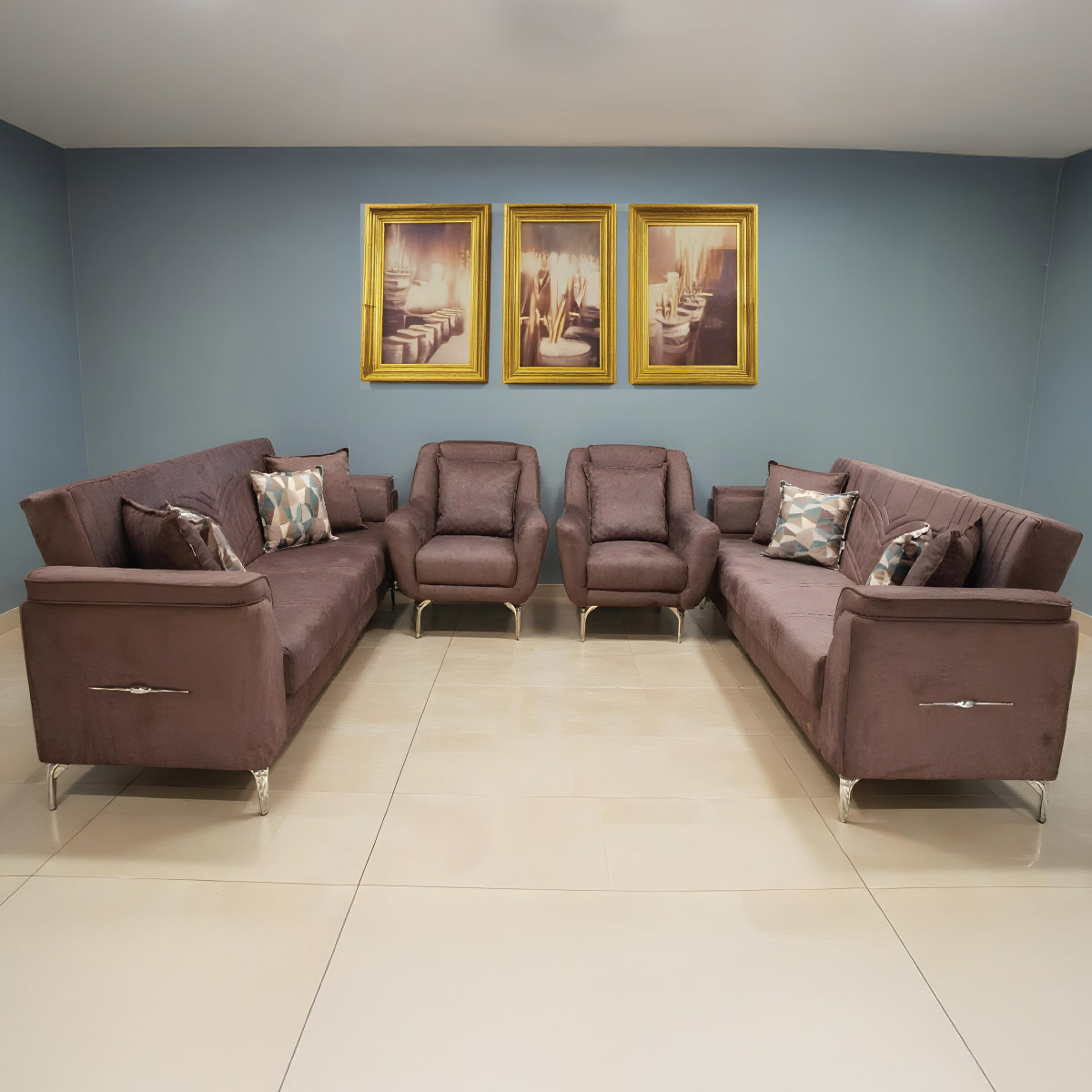 Fabric Sofa Set (3 Seater 2 Piece & 1 Seater 2 Piece)