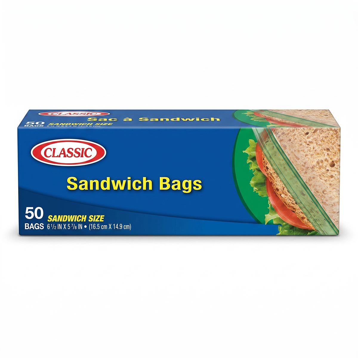 Classic 16.5cm x 14.9cm Sandwich Bags 50 Pieces Pack