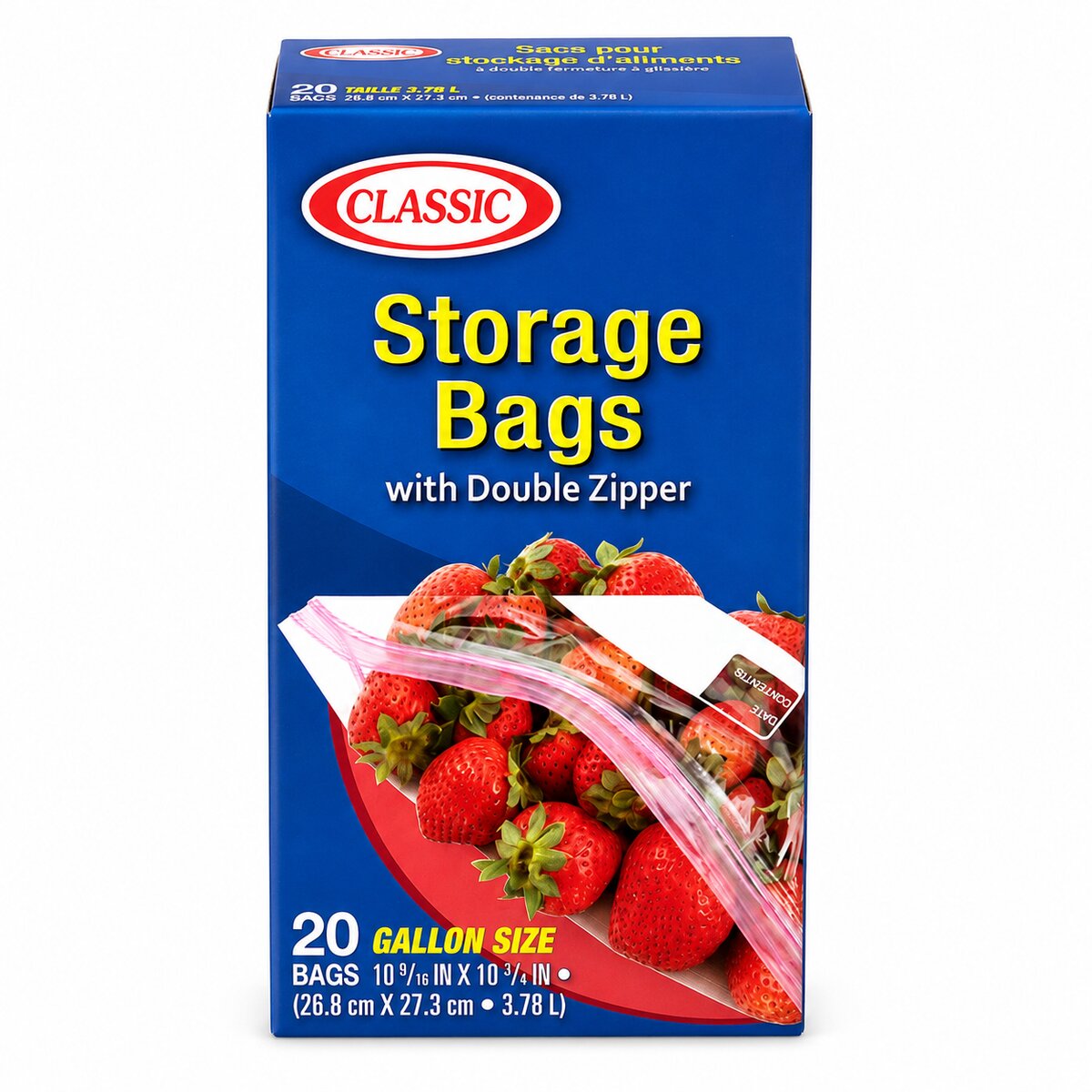 Classic Storage Bags With Double Zipper Gallon Size 20g
