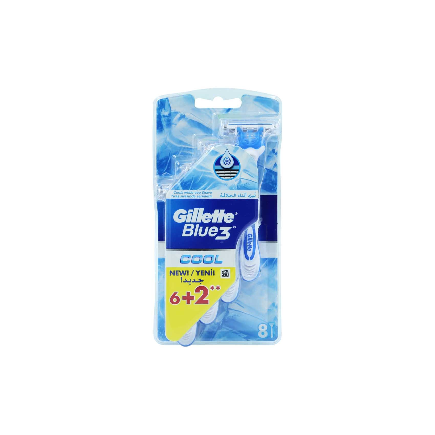 Gillette Blue3 Disposable Razor 6+2 Cool Blister Pack