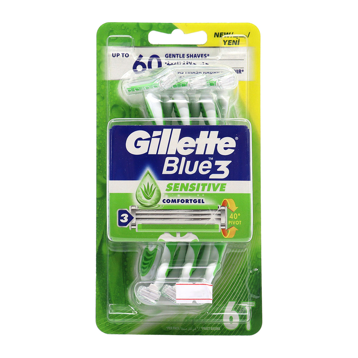 Gillette Blue3 Razor Sensitive 6pcs 