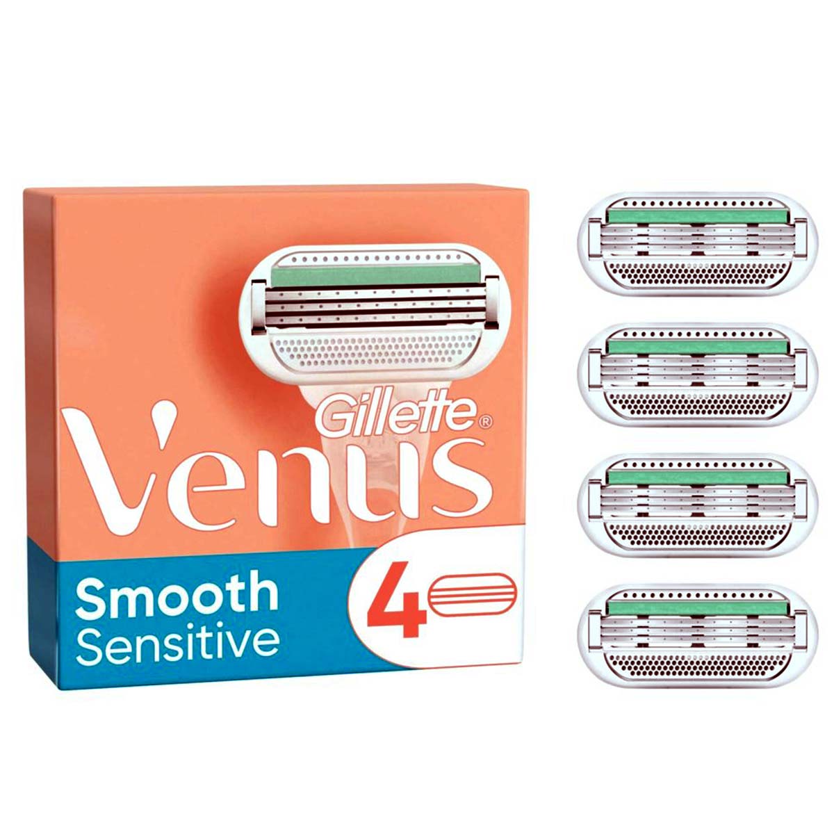 Gillette Venus Smooth Sensitive Razor Blade Refills 4 Count Pink