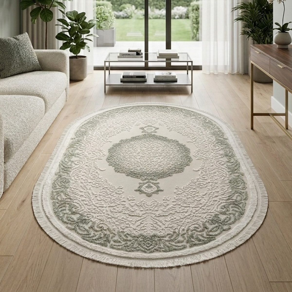 Luna Modern Oval Carpet 60x90cm