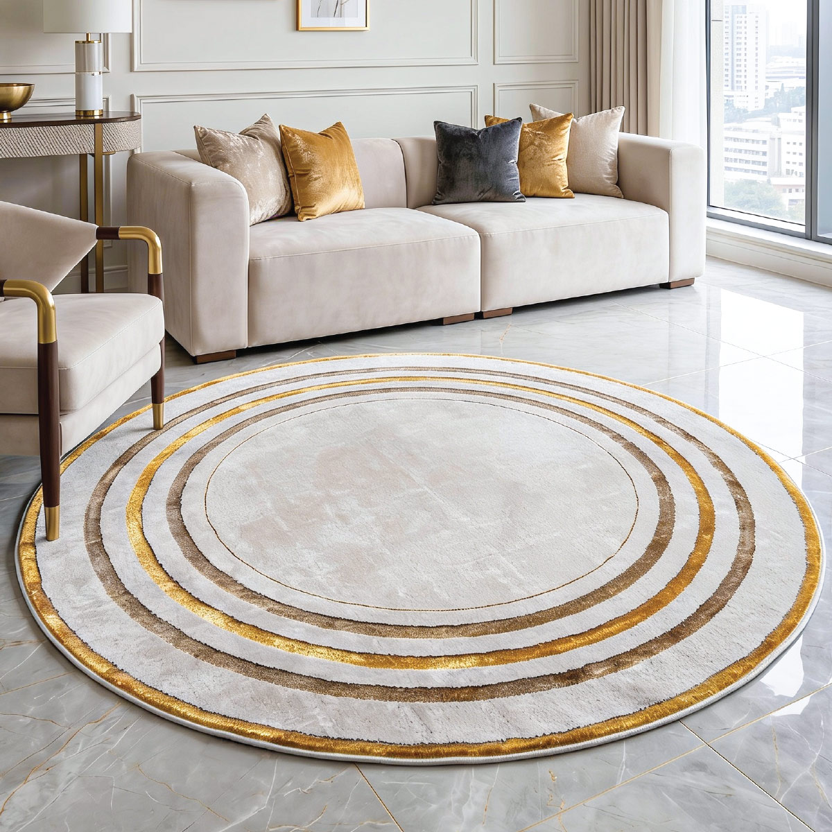 Chalon Carpet Dark Beige Round