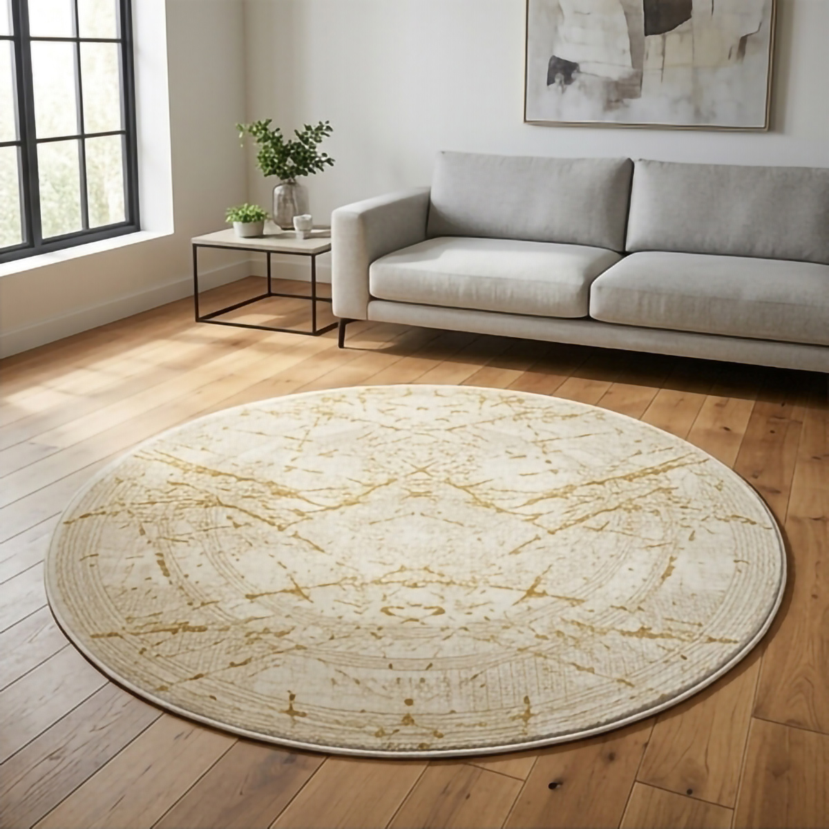 Allora Round Carpet E992A Cream 90x90cm