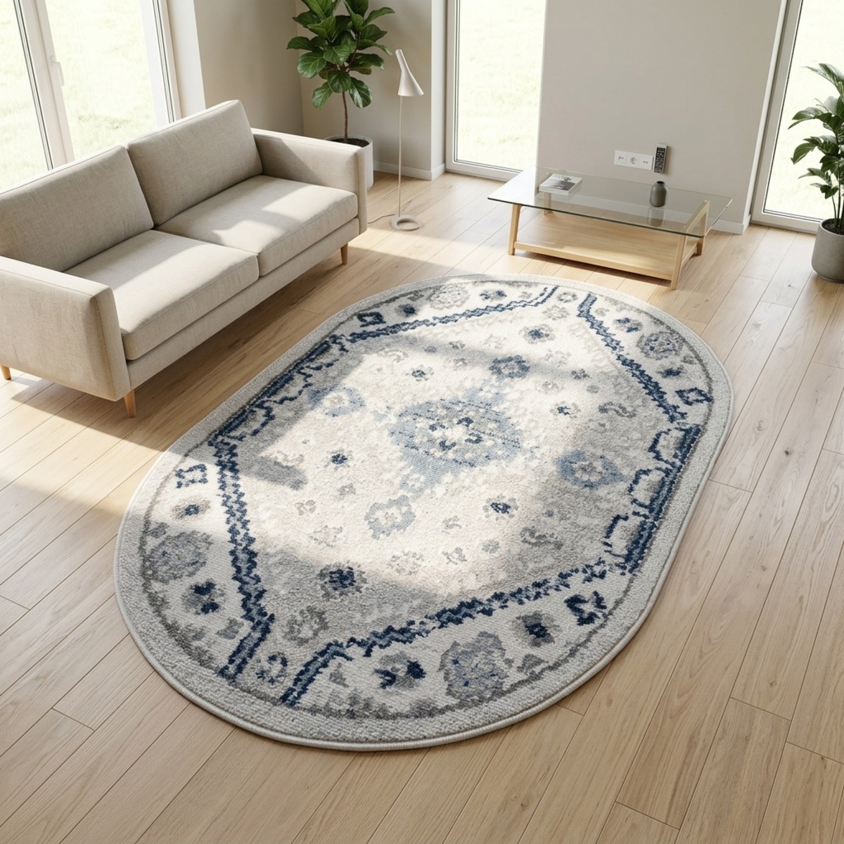 Reflection Modern Oval Carpet 60x90cm