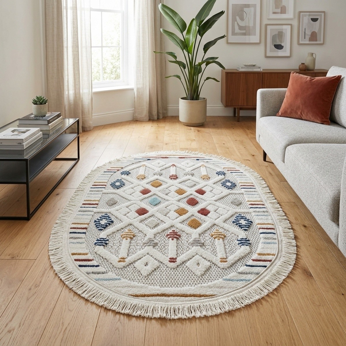 Rispy Modern Oval Carpet 60x90cm