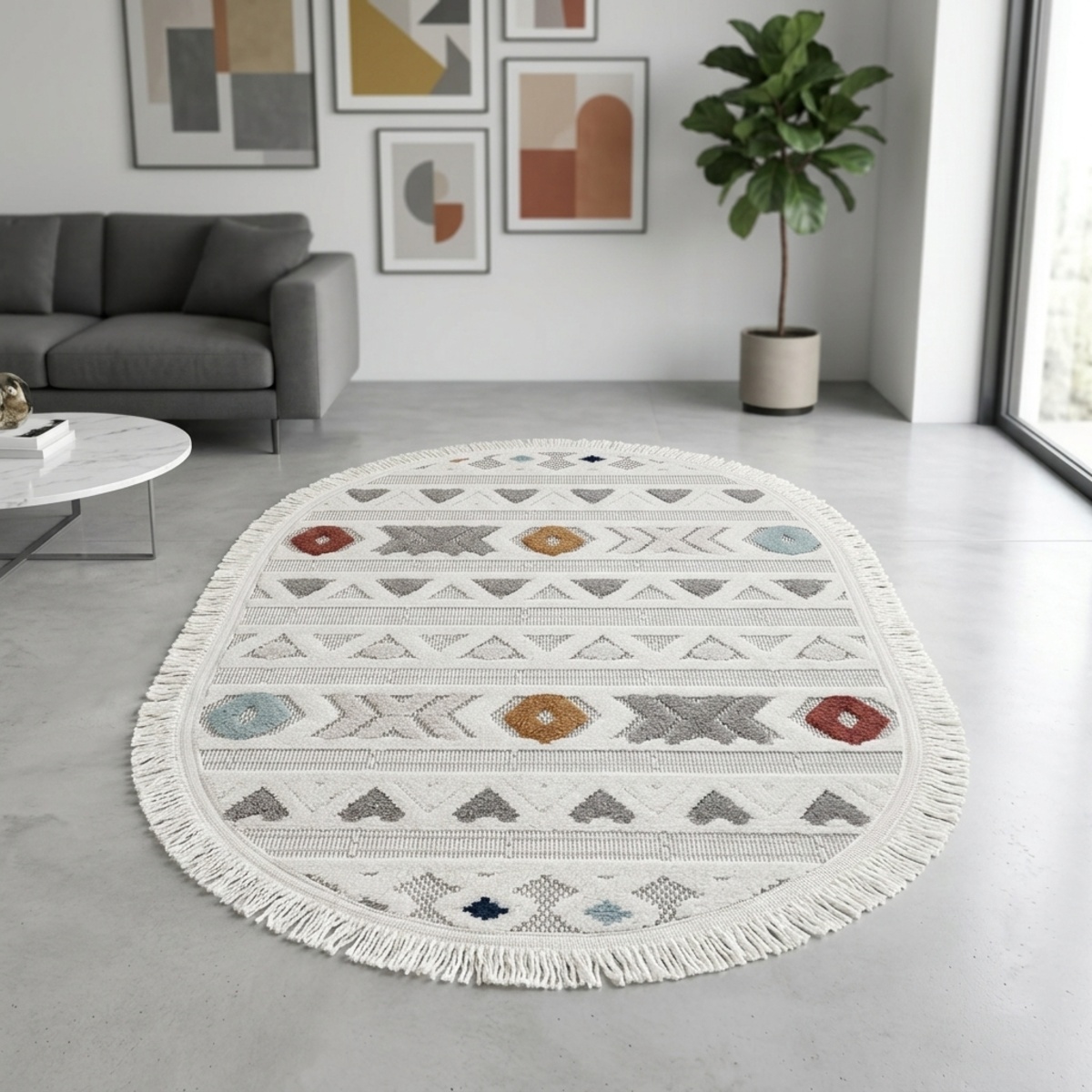 Rispy Modern Oval Carpet 60x90cm