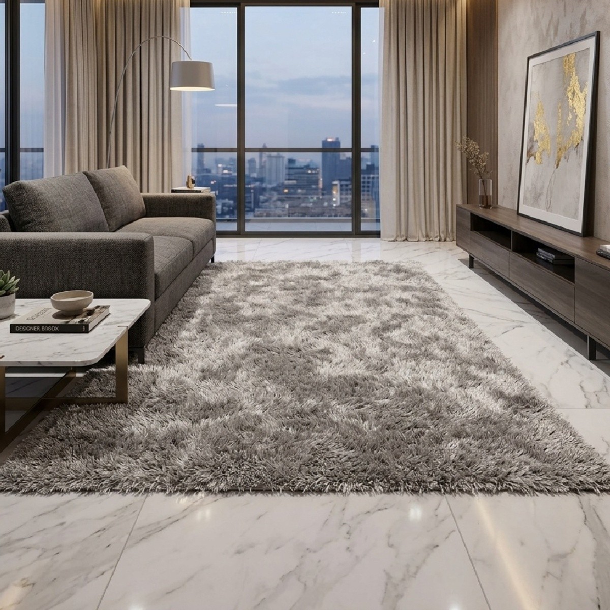 Ozark Shaggy Carpet Grey 120x180cm