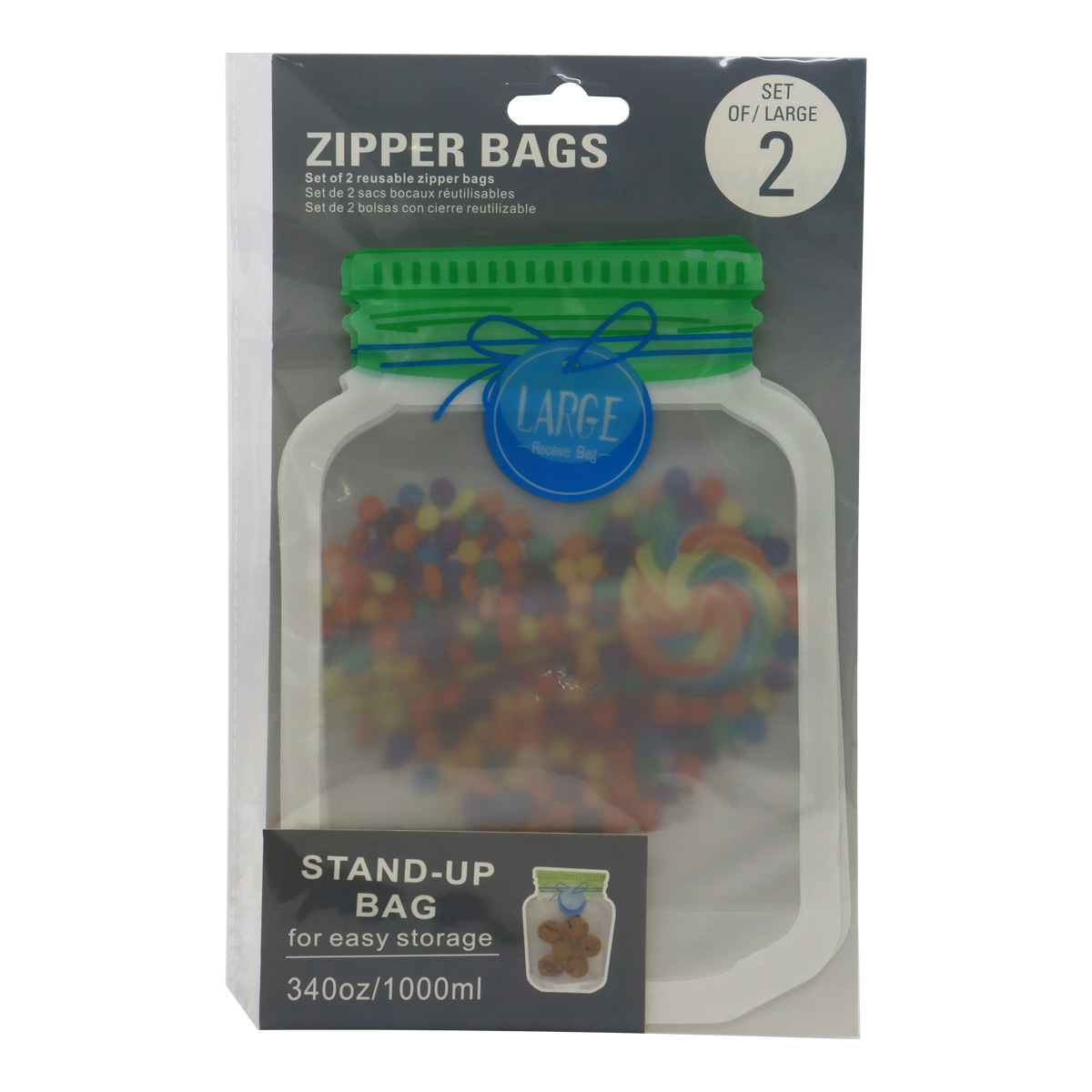 Zipper Bag 1000ml Large 2 pieces