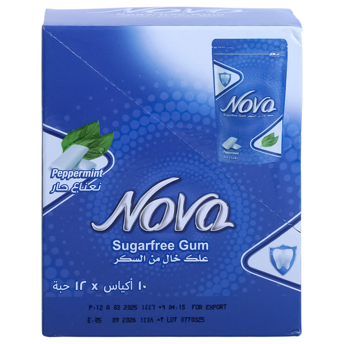 Nova Sugarfree Peppermint Chewing Gum 10x12 Pieces