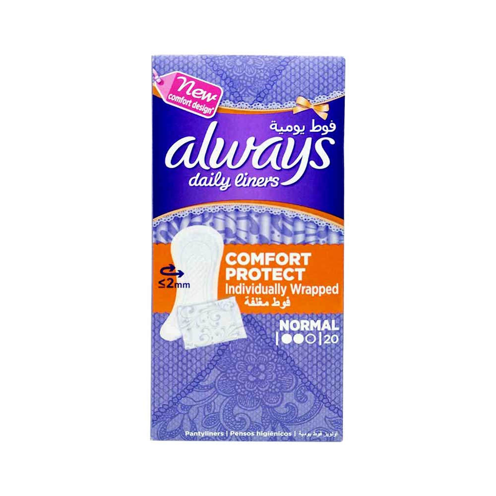 Always Daily Liners Comfort Protect 20 count pack