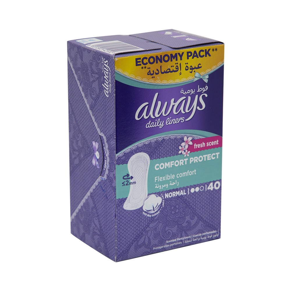 Always Daily Liners Comfort Protect Pantyliners Scented Normal 40