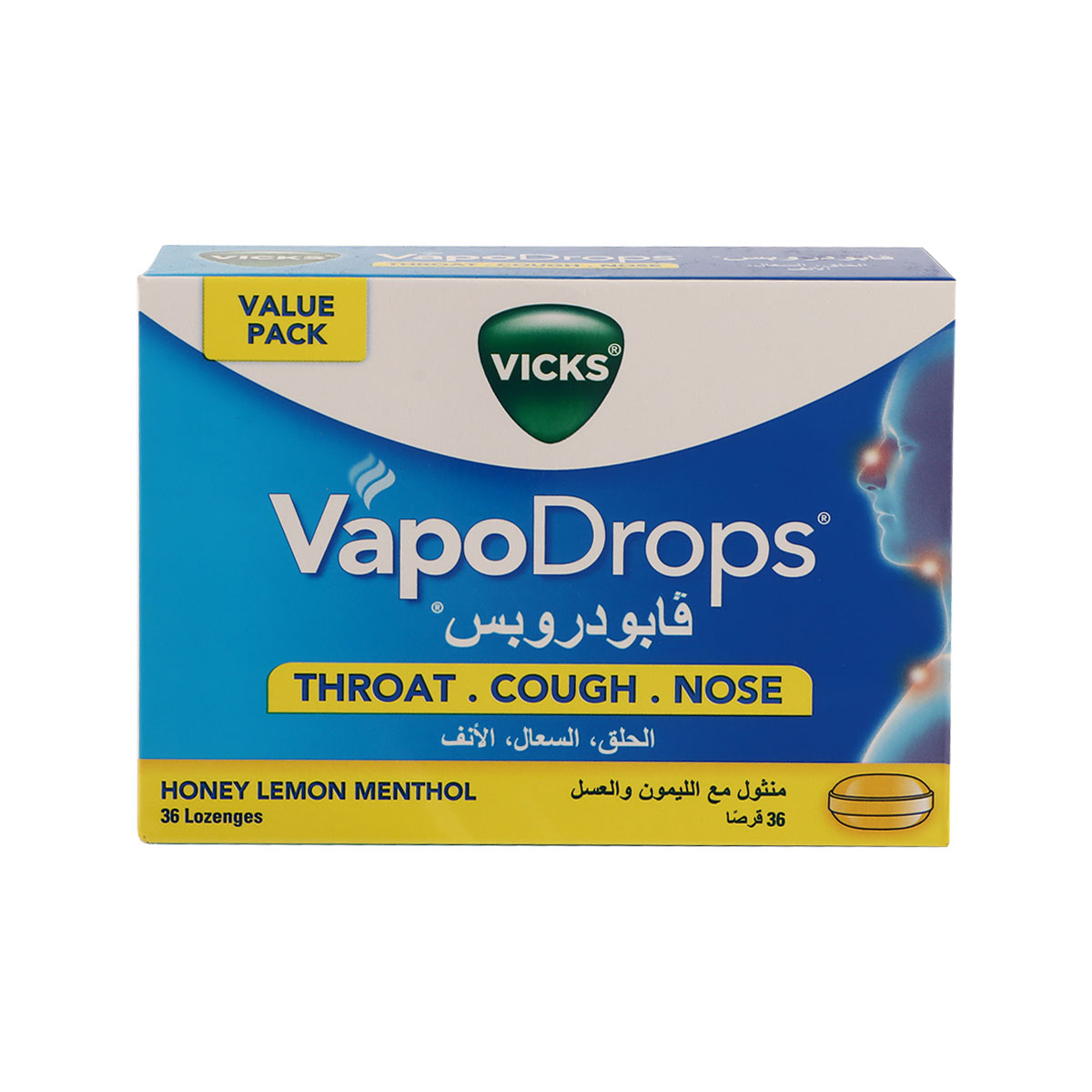 Vicks VapoDrops Honey Lemon Menthol 36 Lozenges