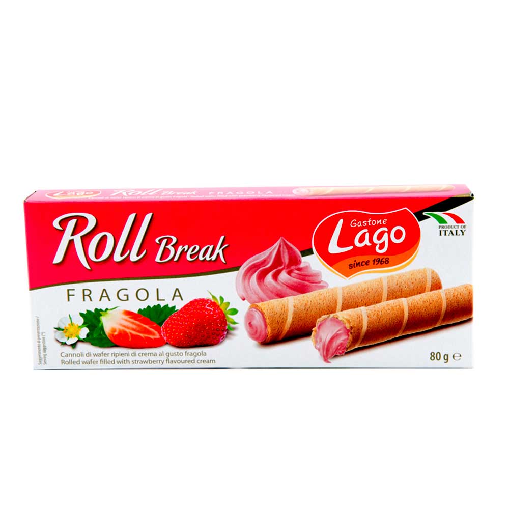 Gestone Lago Roll Strawberry Wafers 80g