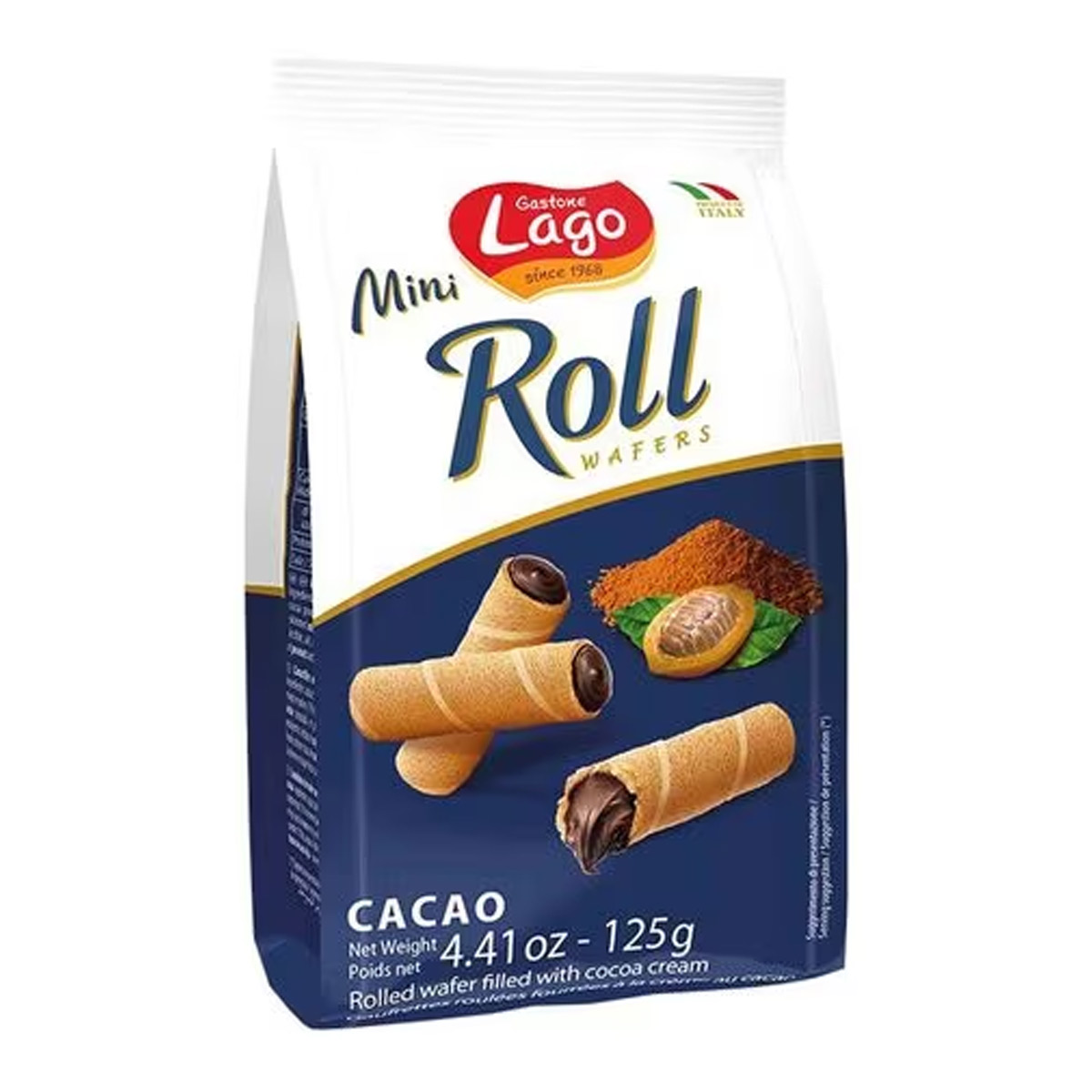 Lago Mini Rolled Wafer Filled With Cocoa Cream 125g