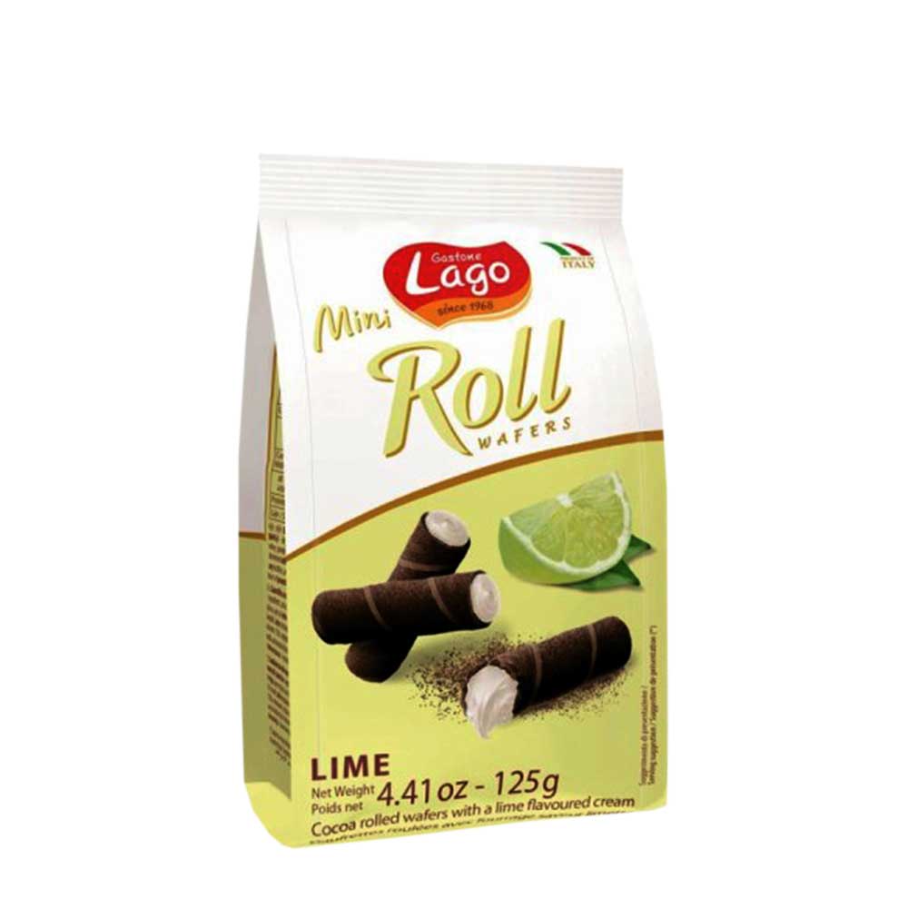 Gastone Lago Mini Roll Wafers With Lime Flavoured Cream 12x125g