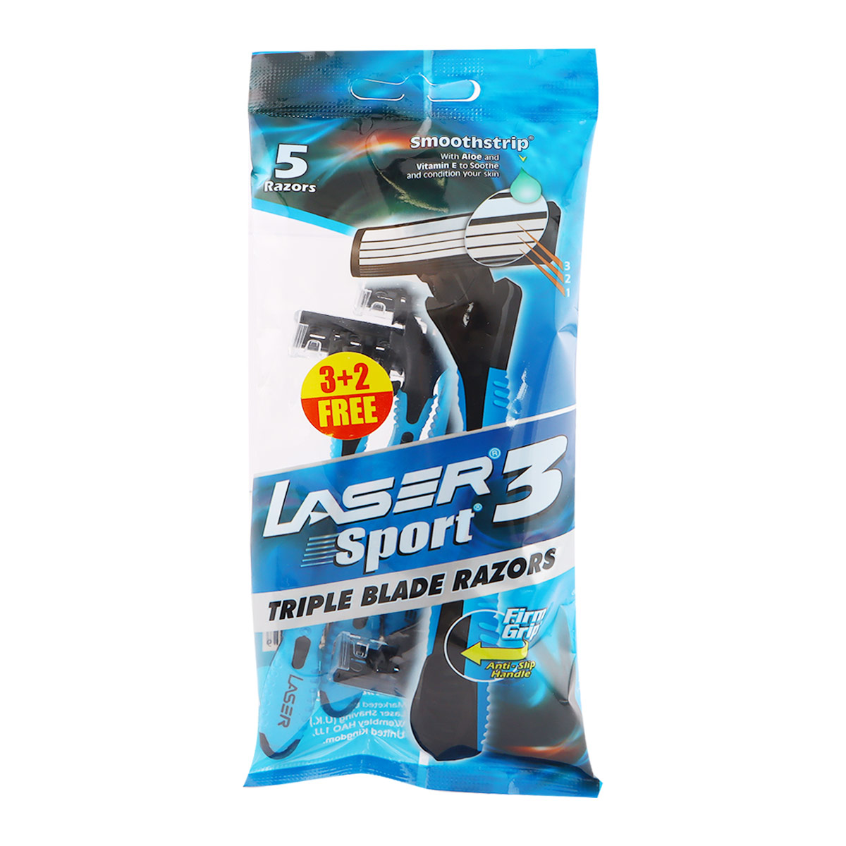 Lazer Sport 3 Shaving Razor Triple Blade 5 pieces