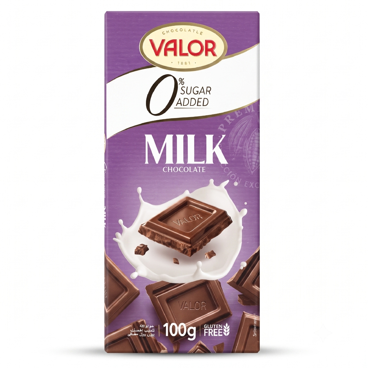Valor Milk Chocolate 0% Sugar Added 100g