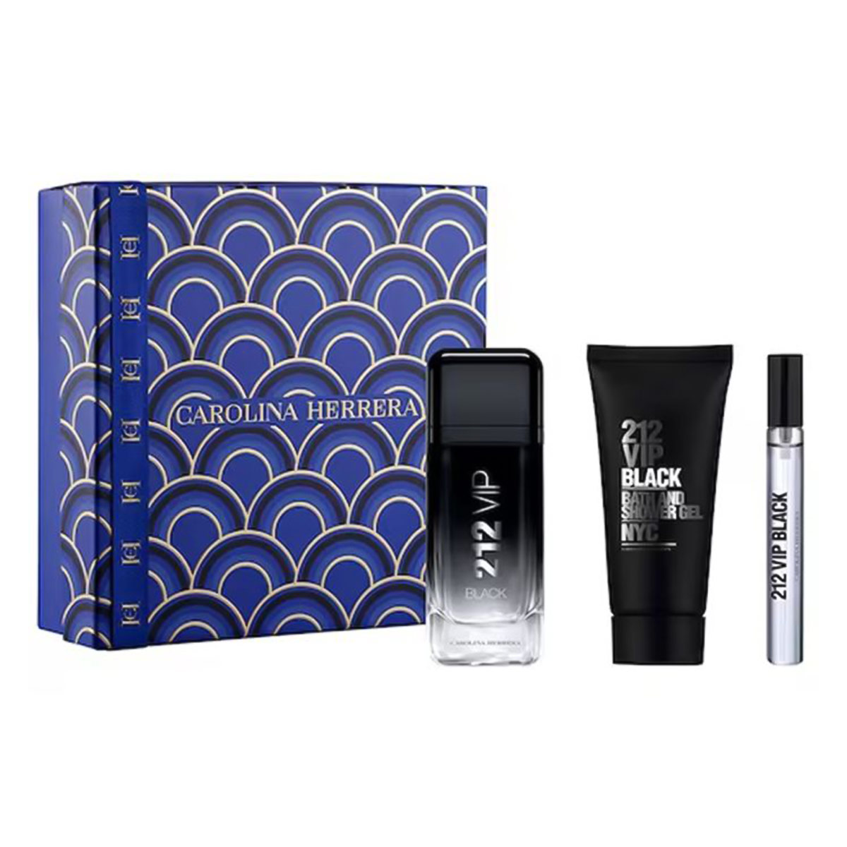 Carolina Herrera 212 VIP Black Gift Set For Men 100ml EDP 10ml EDP 100ml Shower Gel