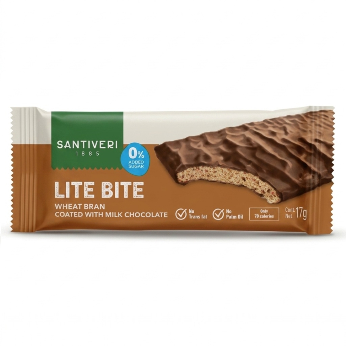 Santiveri Lite Bite Wheat Bran Coated with Milk Chocolate 17g