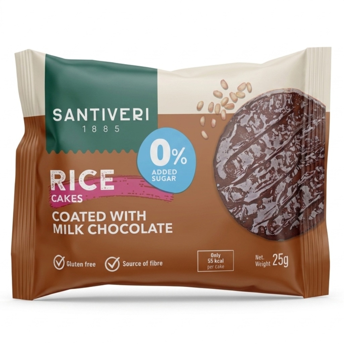 Santiveri Rice Cakes Coated with Milk Chocolate 25g