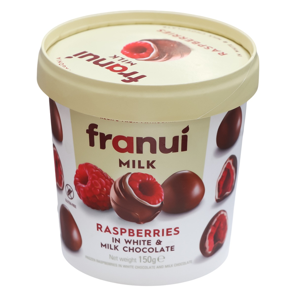 Franui Raspberries in White & Milk Chocolate Ice Cream Tub 150g