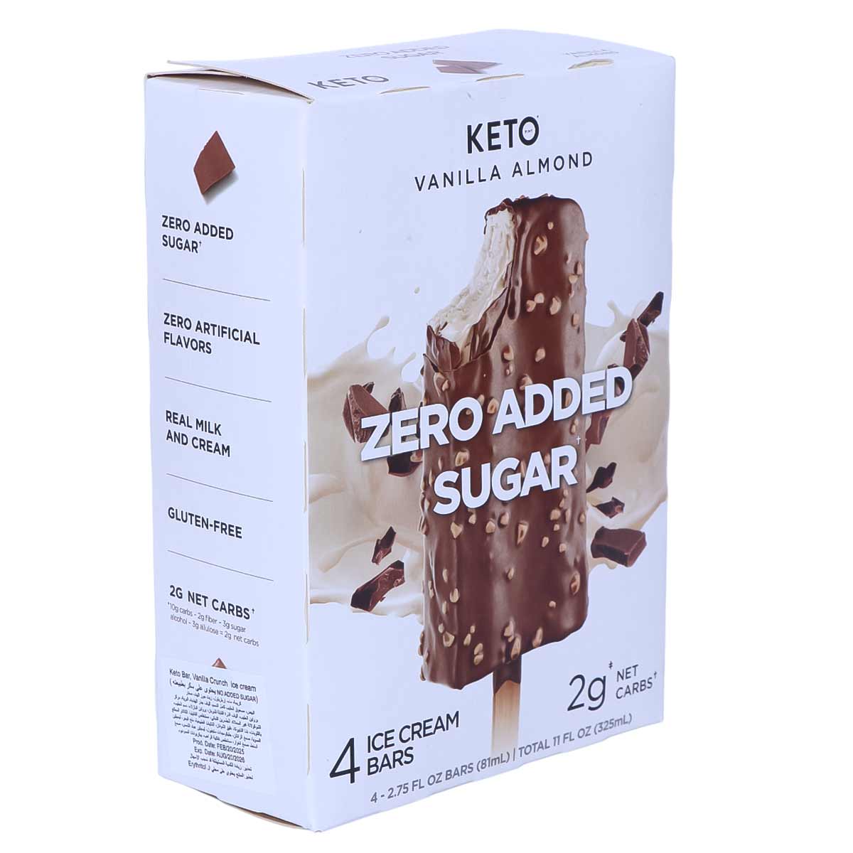 Keto Vanilla Almond Zero Added Sugar Ice Cream Bars 324ml