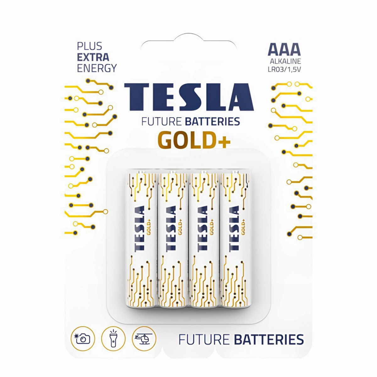 Tesla Alkaline LR03 AAA Batteries Gold